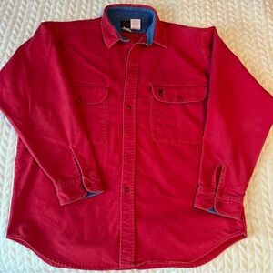Browning Men’s Size XL Red Button-Up Shirt Heavyweight Soft Long Sleeve Pockets